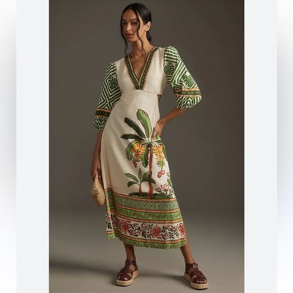 FARM Rio Dresses & Skirts - Farm Rio x Anthropologie Palm V-
Neck Midi Dress size XS